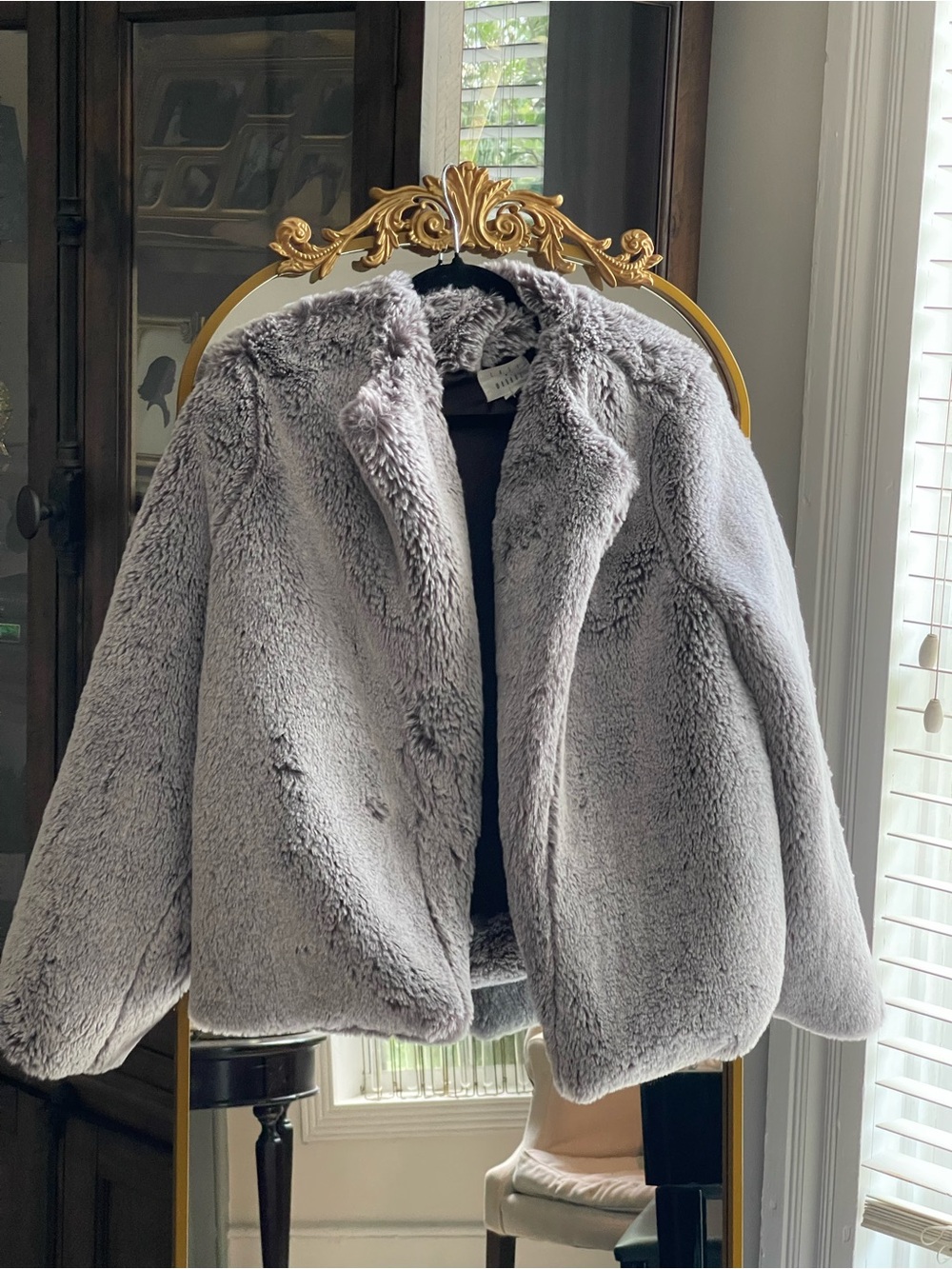 Lost + Wander Grey Faux Fur Jacket